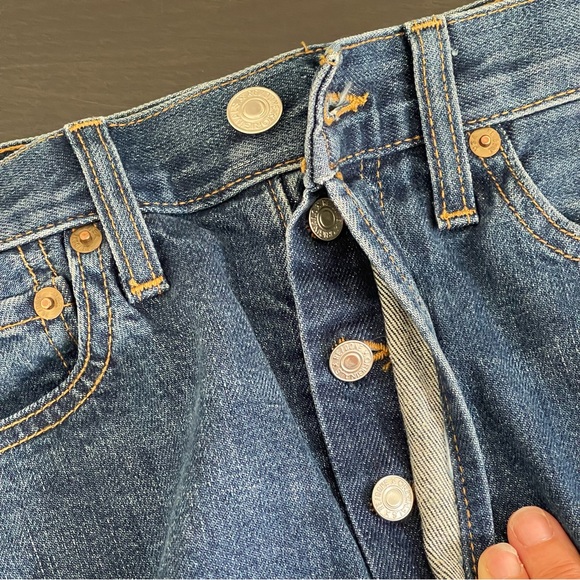 Re/Done High Rise Ankle Crop Stretch Denim Blue Jeans Size 30 - Picture 8 of 10